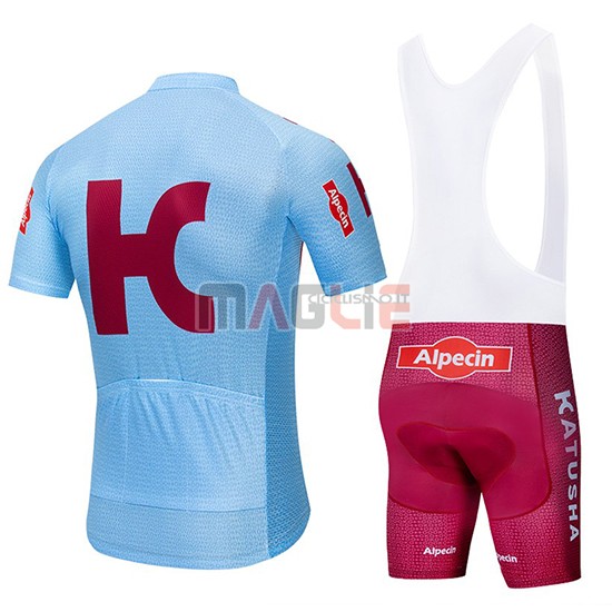 Maglia Katusha Alpecin Manica Corta 2019 Blu Rosso